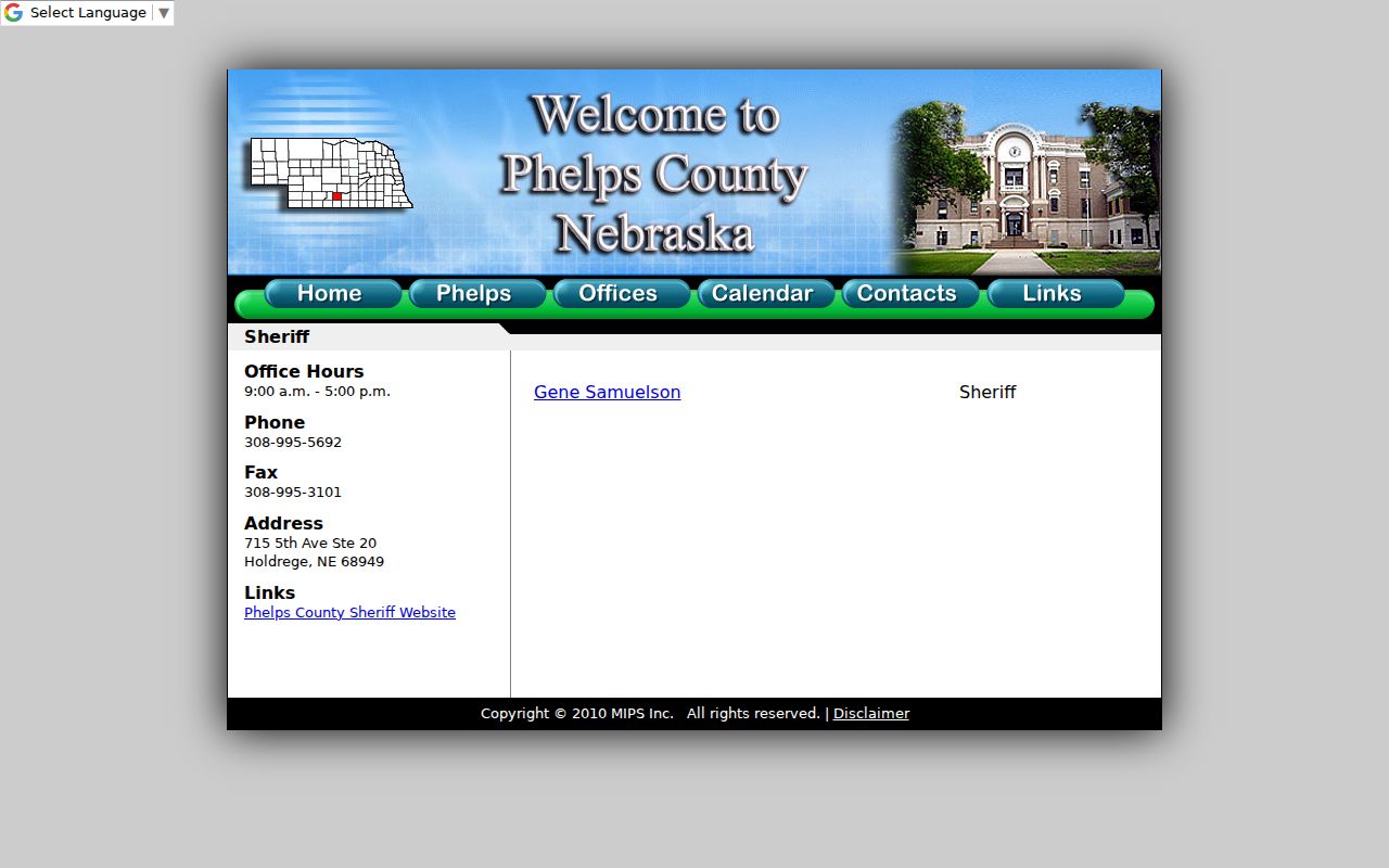 Phelps County Sheriff contact for arrest and booking records