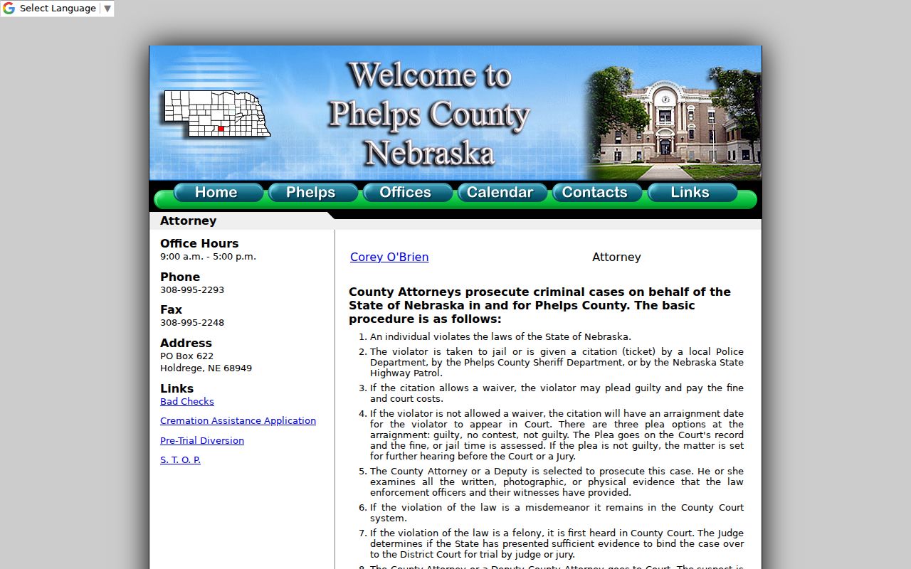 Phelps County Attorney criminal court case process