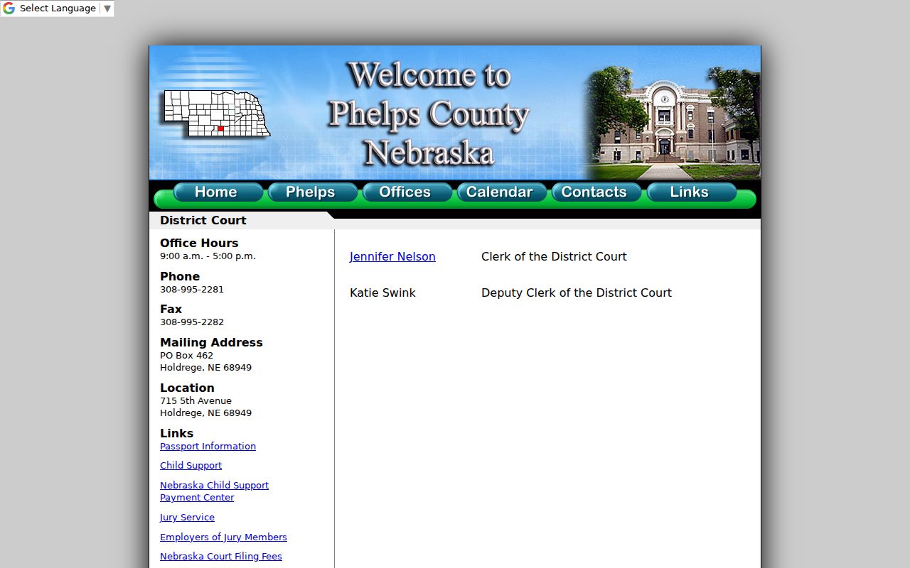 Phelps County District Court criminal case clerk information