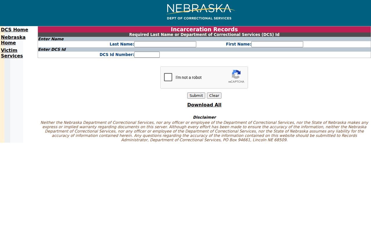 Phelps County criminal record search using Nebraska state inmate locator