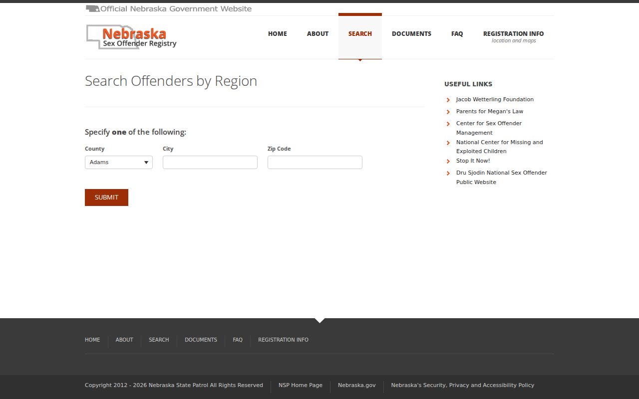 Loomis criminal records Nebraska registry city county and ZIP search